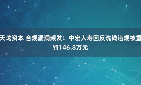 天戈资本 合规漏洞频发！中宏人寿因反洗钱违规被重罚146.8万元